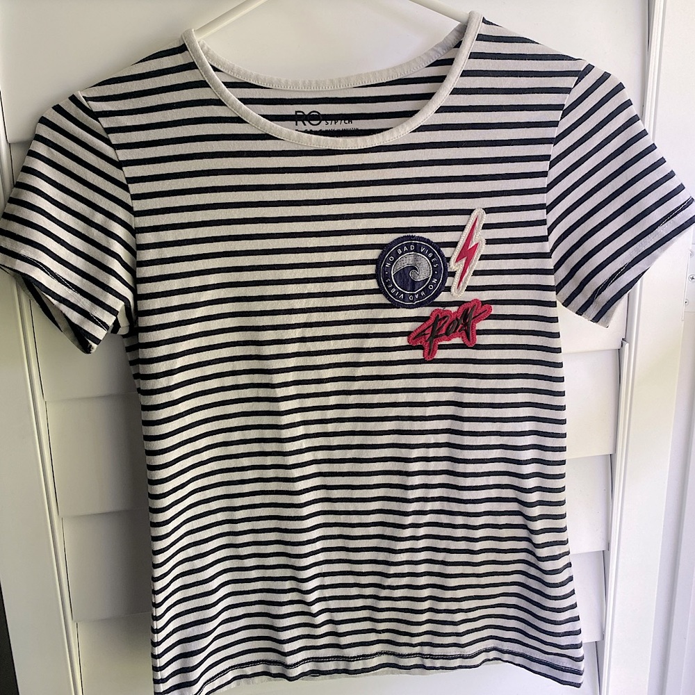 Stripped Roxy Tee with patches